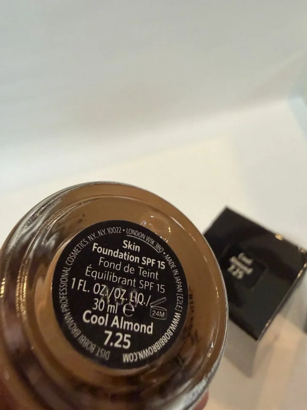 Bobbi Brown Skin Foundation #7.25 Cool Almond Broad Spectrum SPF 15 New